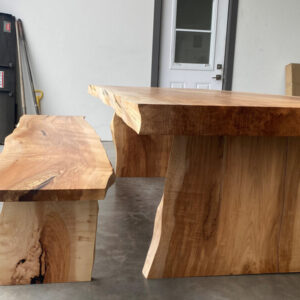 A Wooden Picnic Table in the Office