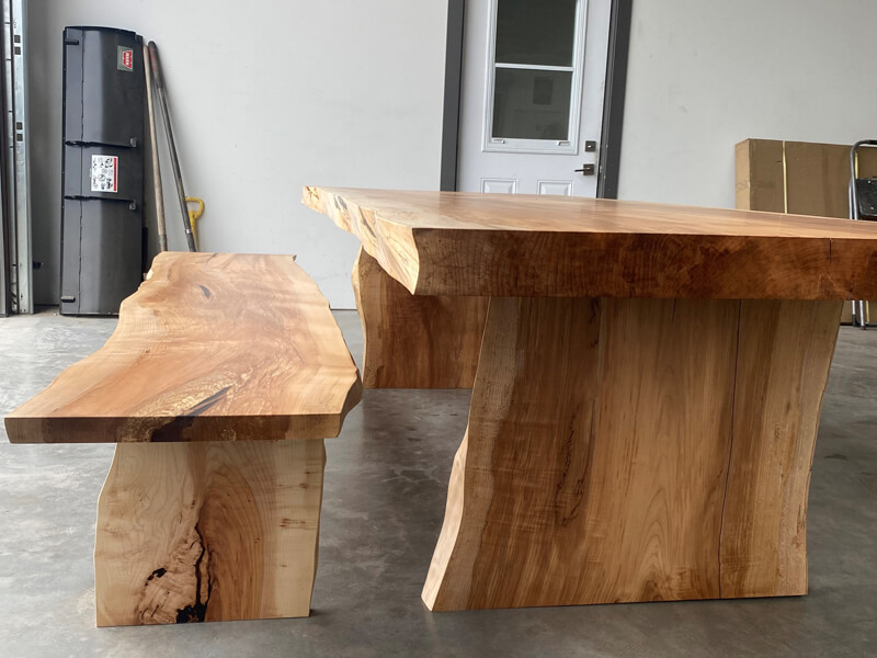 A Wooden Picnic Table in the Office